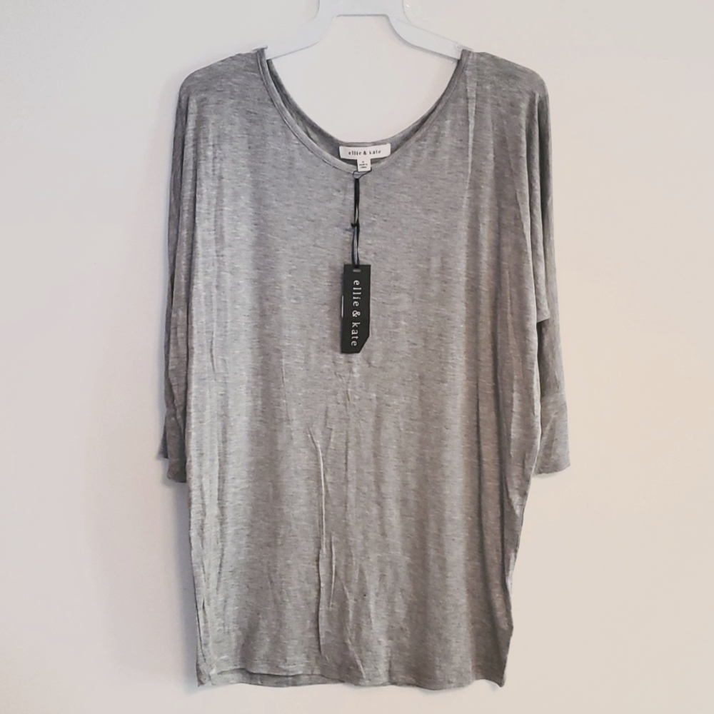 Ellie & Kate Women's Heather Gray 3/4 Sleeve Top